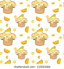 illustration of a cake and lemon slice on a white background