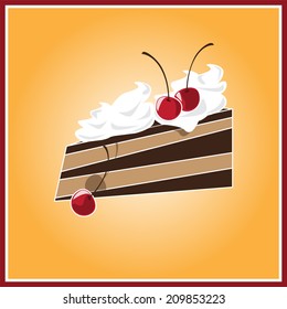 Illustration of the cake on the orange background