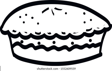 illustration of cake Single hand drawn elements  greeting cards, posters, stickers and seasonal design. Isolated on white background. Doodle vector illustration
