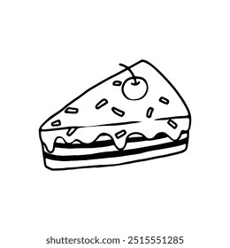 illustration of a cake slice topped with a cherry.