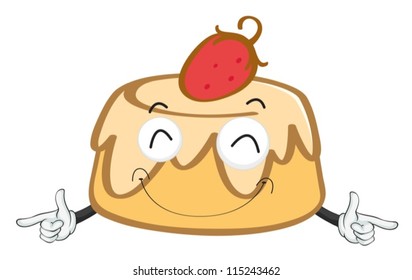 illustration of a cake and strawberry on white