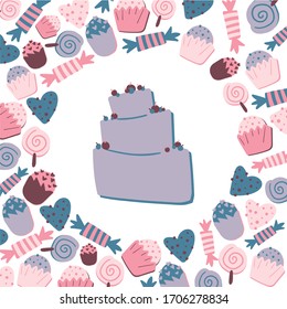 illustration of a cake with sweets