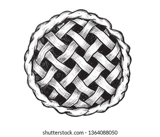 Illustration of cake. Vector sketch on a white background.