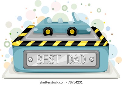 Illustration of a Cake with the Words Best Dad Written on it