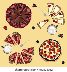 Illustration of cakes with fruit