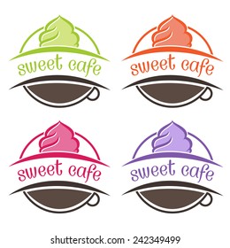 Illustration of cakes label. Vector