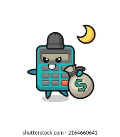 Illustration of calculator cartoon is stolen the money , cute style design for t shirt, sticker, logo element