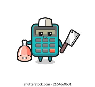Illustration of calculator character as a butcher , cute style design for t shirt, sticker, logo element