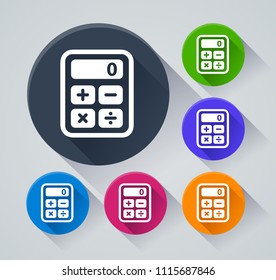 Illustration of calculator circle icons with shadow