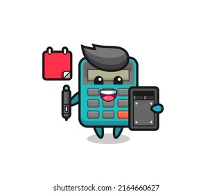 Illustration of calculator mascot as a graphic designer , cute style design for t shirt, sticker, logo element