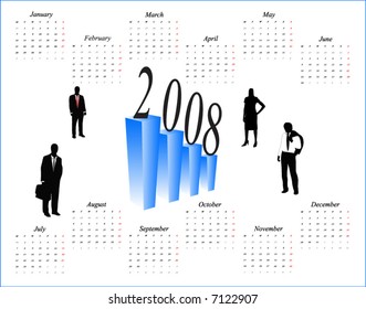 illustration of calendar for 2008 year