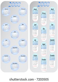 Illustration of calendar for 2008. year