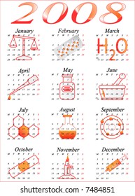 Illustration of calendar for 2008. year