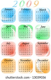 Illustration of calendar for 2009. year
