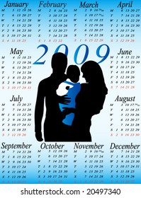 Illustration of calendar for 2009. year