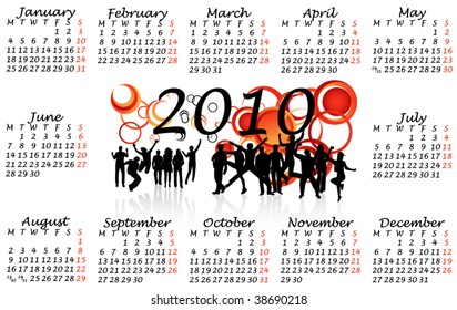 Illustration of calendar for 2010. year