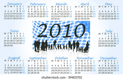Illustration of calendar for 2010. year