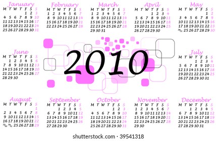 Illustration of calendar for 2010. year