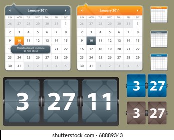 illustration of calendar and card with year date for website