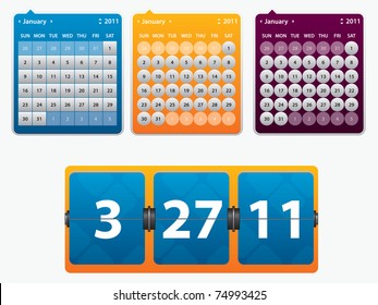 illustration of calendar and card with year date for website