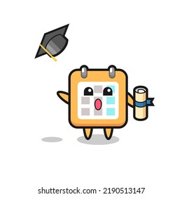 Illustration of calendar cartoon throwing the hat at graduation , cute style design for t shirt, sticker, logo element