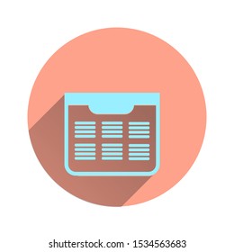 illustration of calendar icon, calendar access button with a circular frame and white isolated.