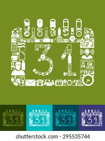illustration of the calendar with icons composition