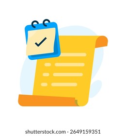 Ilustração do calendário com documento em papel. planejamento mensal ou anual, relatório ou resumo de dados. para negócios, controle de produtividade, agendamento, recapitulações de desempenho e visão geral financeira