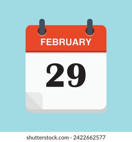 Illustration of calendar paper, February 29, leap year concept