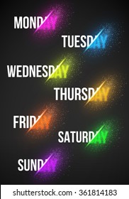 Illustration of Calendar Week Days with Vector Explosion Effect. EPS10 Vector Calendar Explosion 