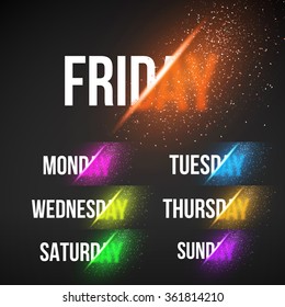 Illustration of Calendar Week Days with Vector Explosion Effect. EPS10 Vector Calendar Explosion 