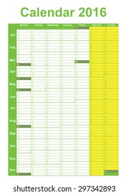 An Illustration of a calendar for the year 2016