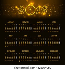 Illustration of Calendar,2016.