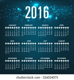 Illustration of Calendar,2016.