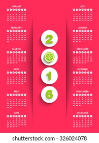 Illustration of Calendar,2016.