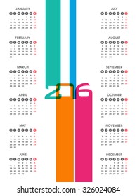Illustration of Calendar,2016.