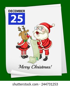 Illustration of a calender and a christmas day