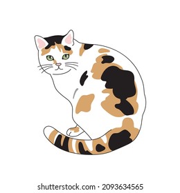 Illustration of a calico cat.