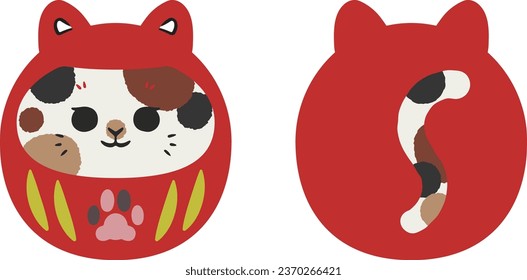 Illustration of a Calico Cat Daruma
