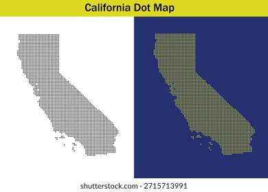 Illustration of California state shape using dots isolated on transparent background