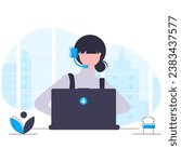 illustration of a call center