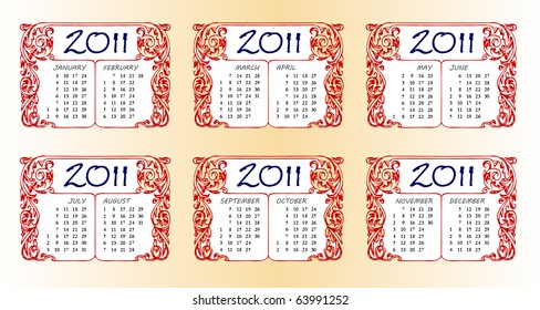 illustration with callendar for year 2011