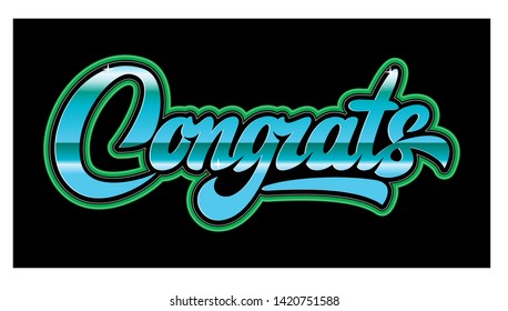 Illustration with calligraphic inscription. Congrats. Vector element for design.