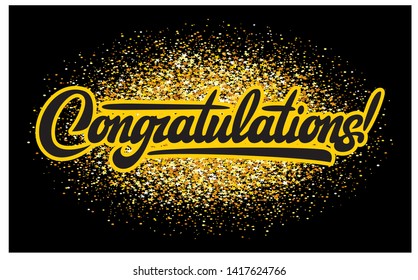 Illustration with calligraphic inscription. Congratulations. Vector element for design.