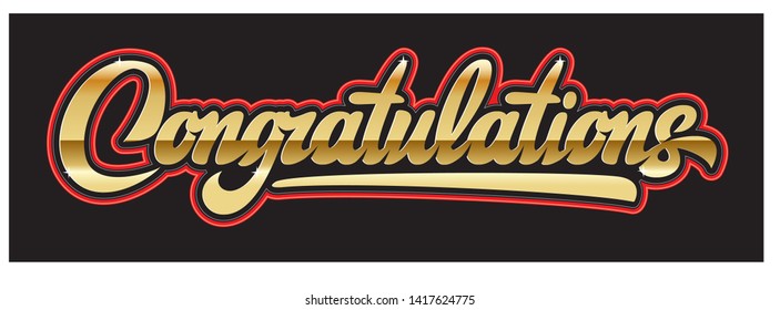 Illustration with calligraphic inscription. Congratulations. Vector element for design.