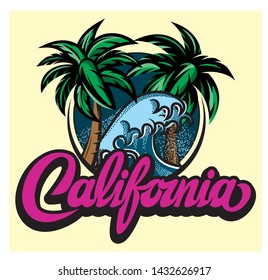 Illustration Calligraphic Lettering California Palm Trees Stock Vector ...