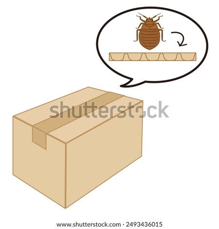 Illustration calling attention to bed bugs hiding in cardboard cracks.