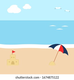 Illustration von ruhigem Strandhintergrund. Sommerferien