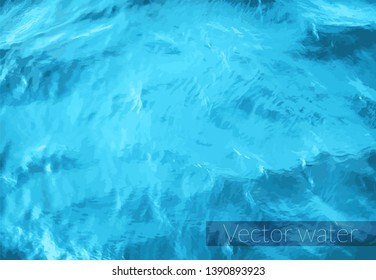 The illustration of calm river water surface with water splashes in blue color - vector colorful image. Ideal river, sea and ocean texture. Trendy fresh abstract nature background.