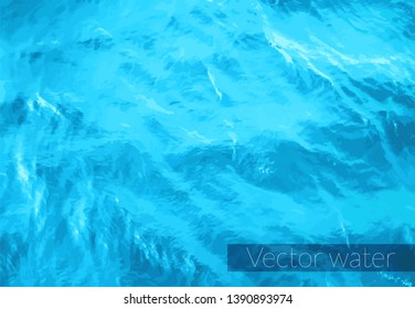 The illustration of calm river water surface with water splashes in blue color - vector colorful image. Ideal river, sea and ocean texture. Trendy fresh abstract nature background.